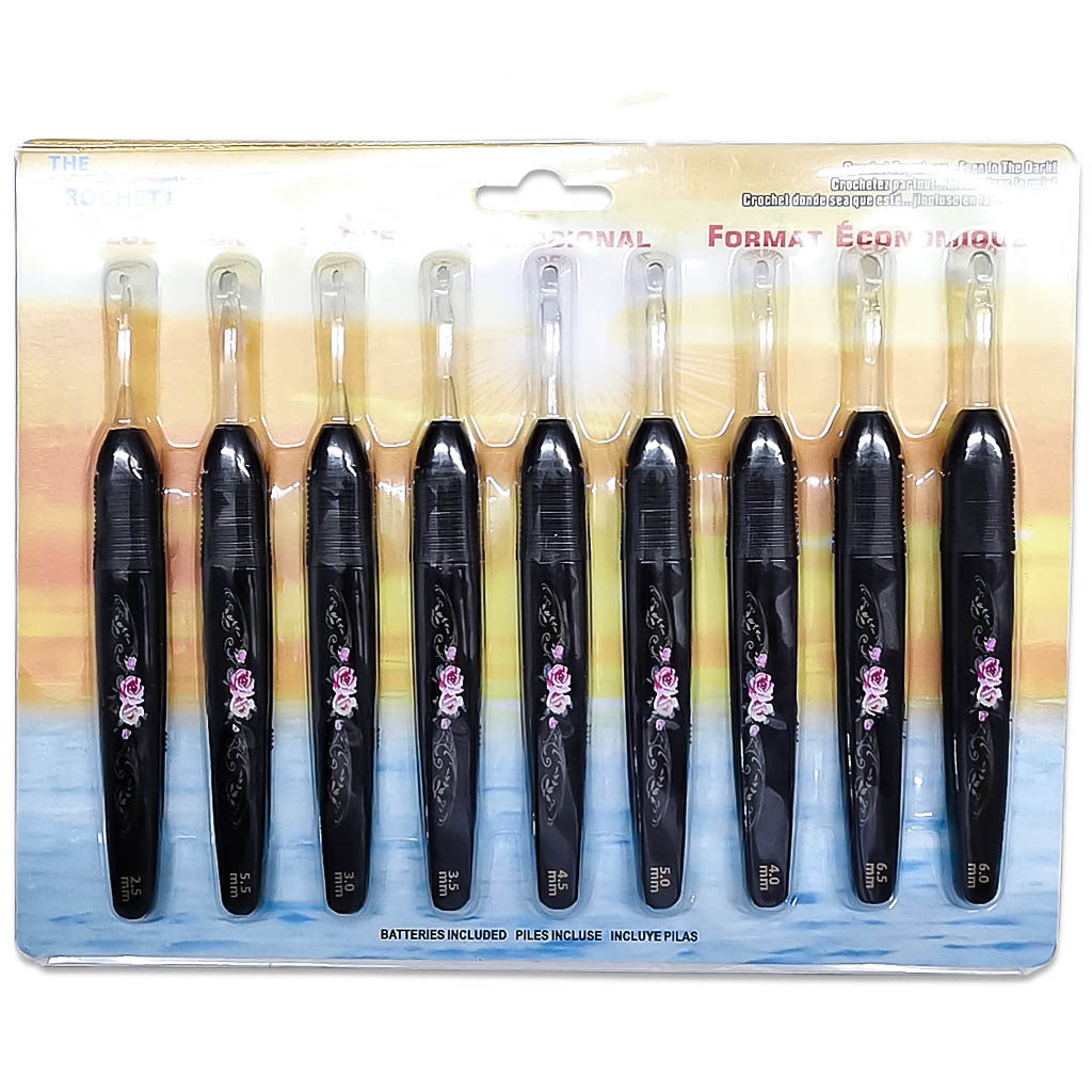 A set of 9 blister packs for LED bright crochet hooks