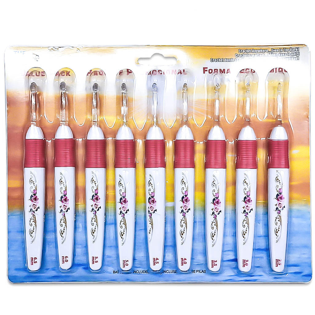 A set of 9 blister packs for LED bright crochet hooks