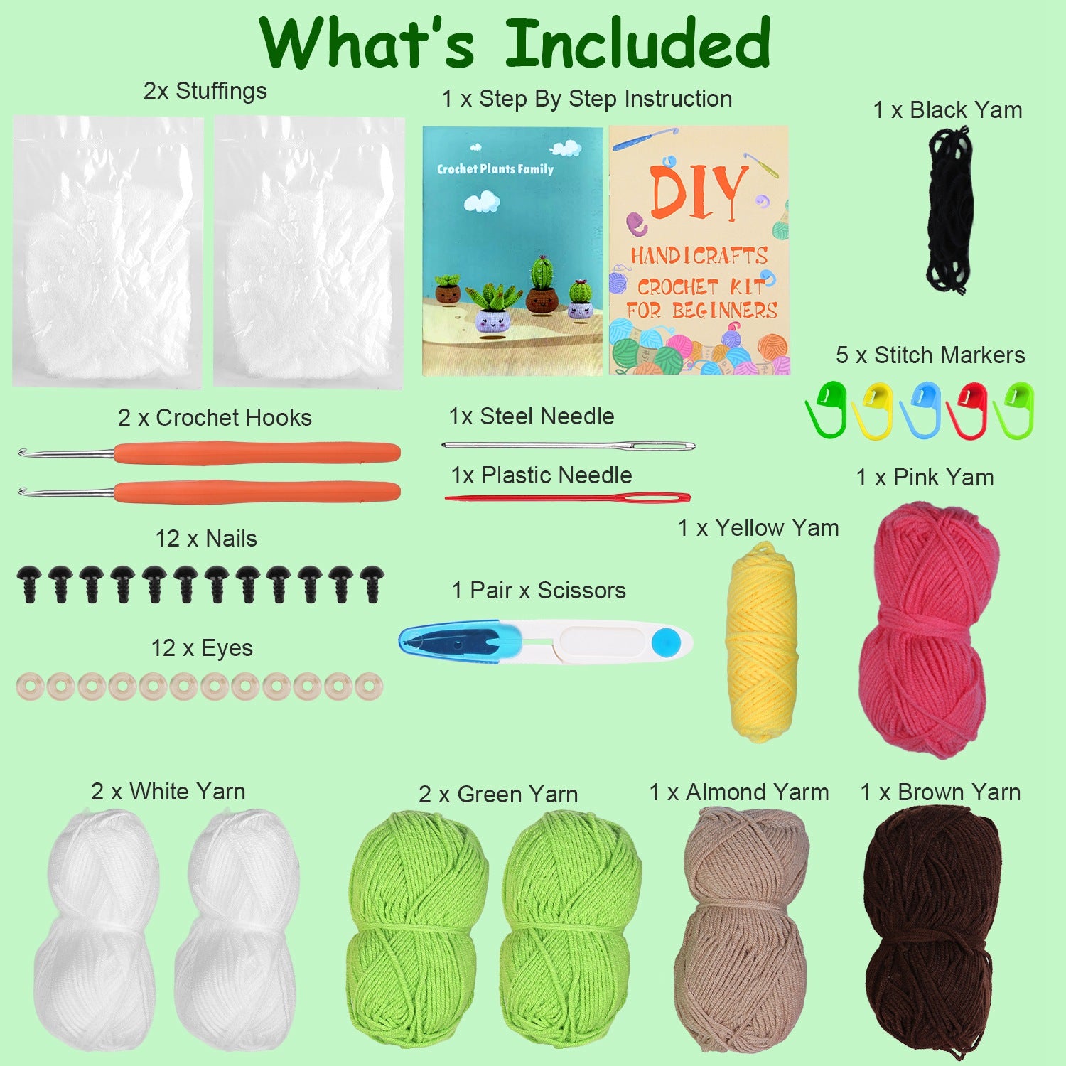 Crochet Kit Crochet Kit For Beginners DIY Knitting Supplies Elephant Succulents Options